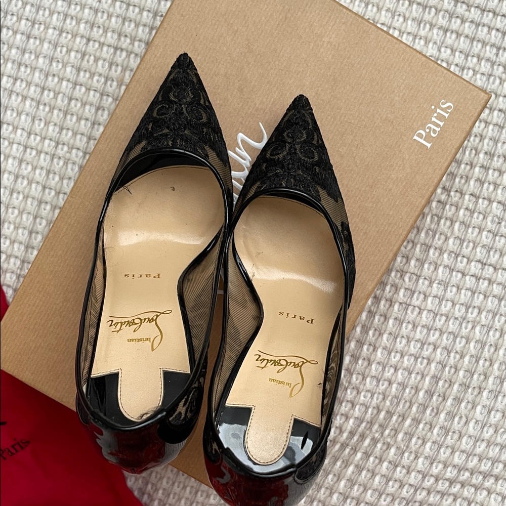 Christian Louboutin Black Lace Stiletto Heels - Picture 7 of 8
